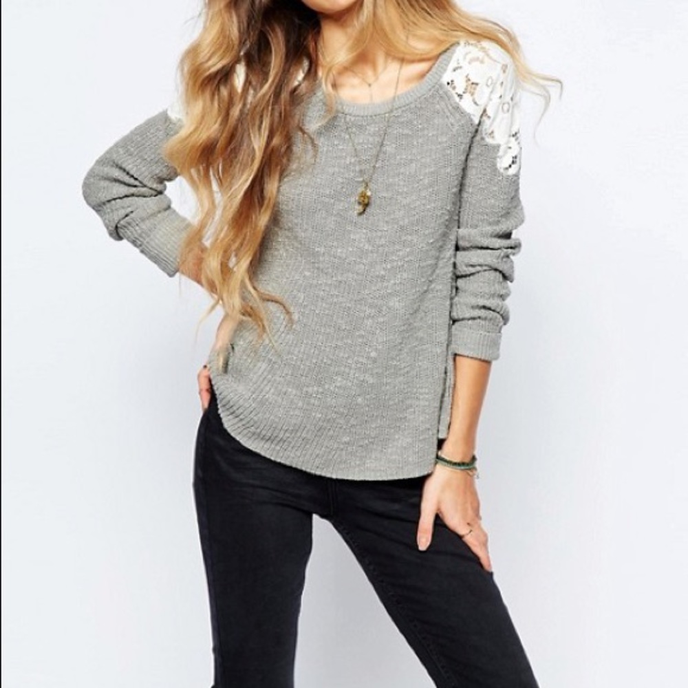 Hollister sweater with lace shoulder details